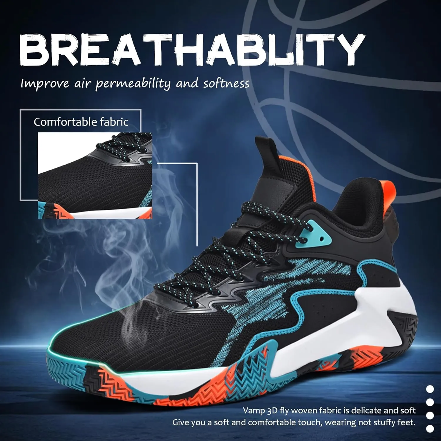 CJSPORX Men's Basketball Shoes Breathable Non-Slip Sneakers Fashionable Sports