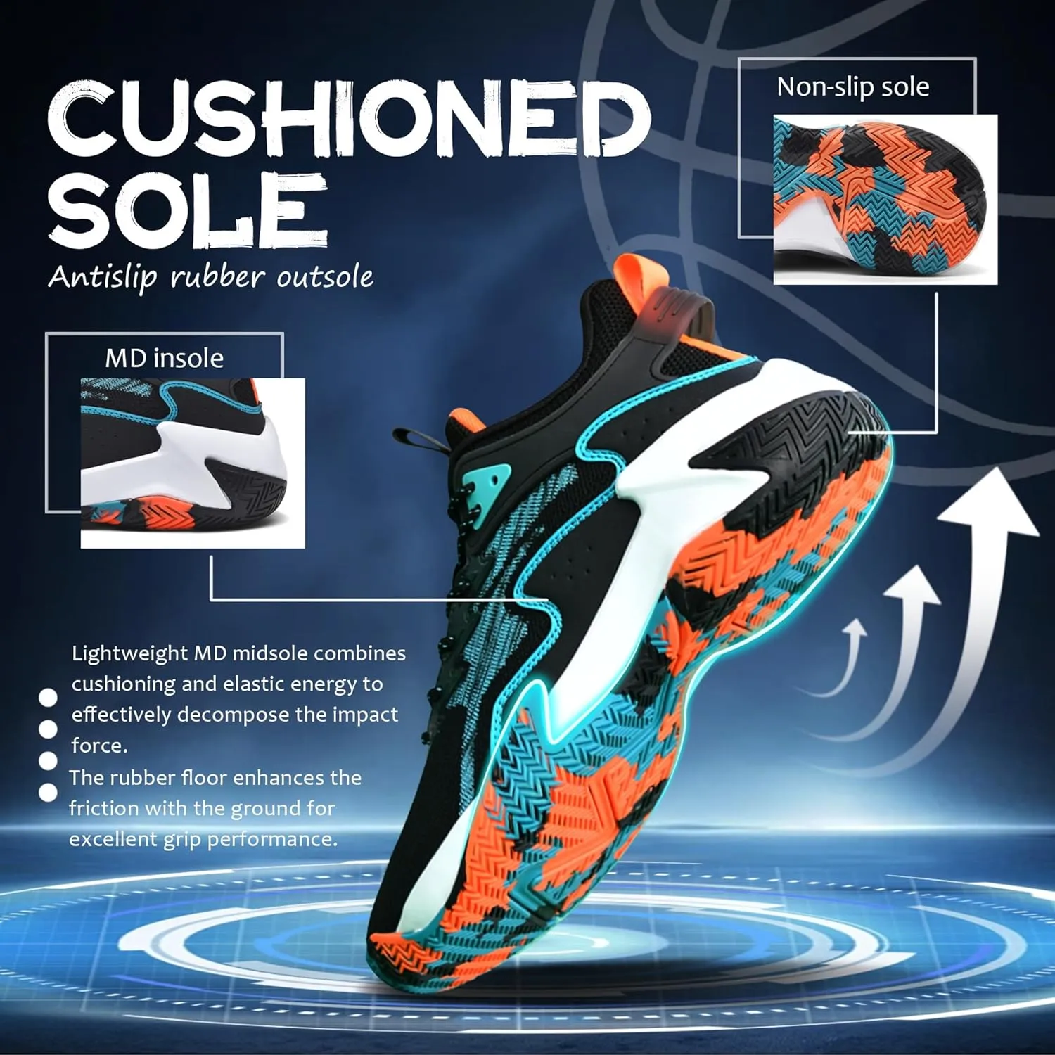 CJSPORX Men's Basketball Shoes Breathable Non-Slip Sneakers Fashionable Sports