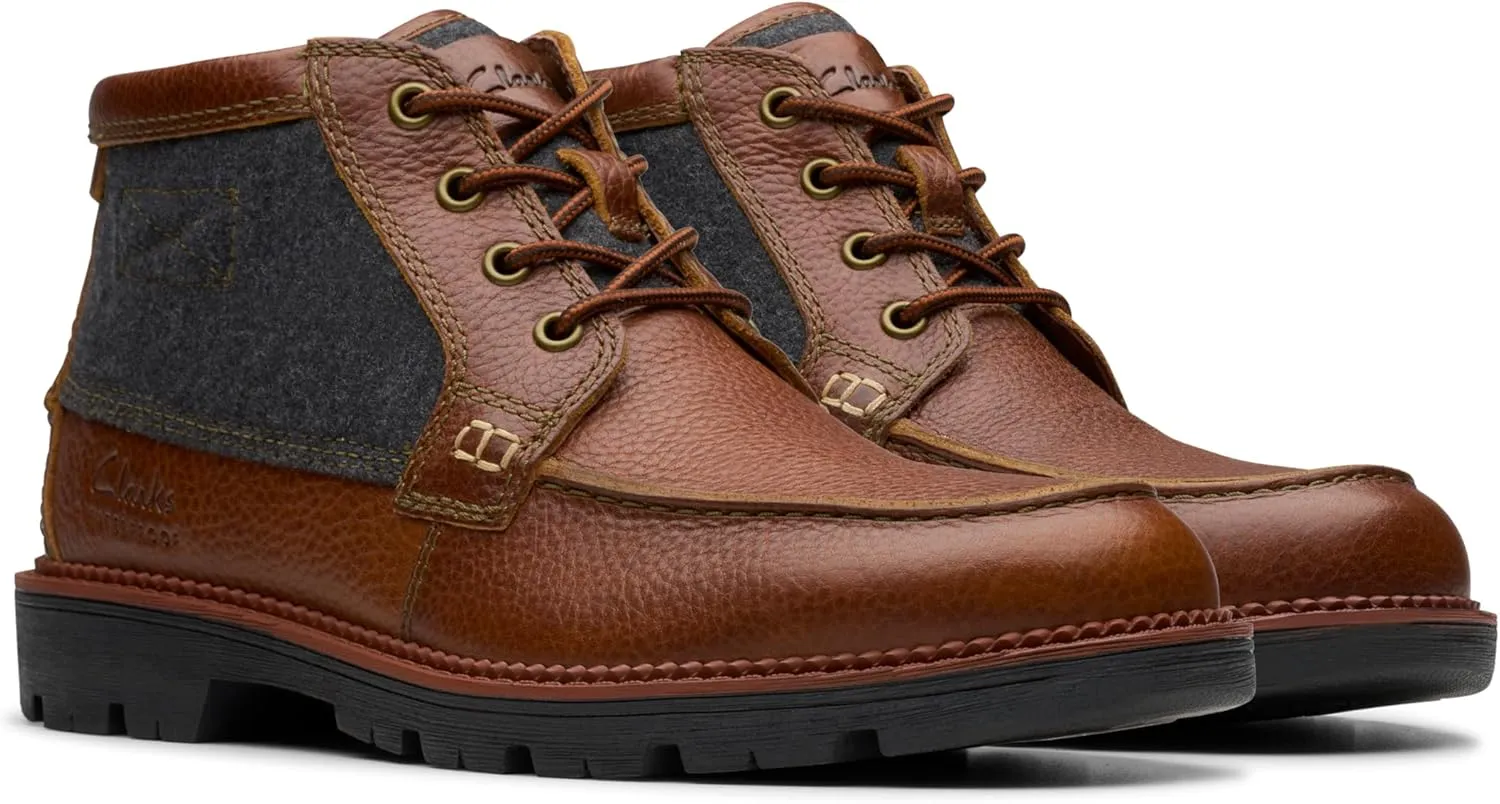 Clarks Mens MAPLEWALK MOC Padded Insole Leather Chukka Boots