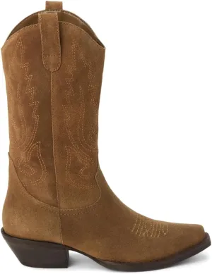 Coconuts by Matisse Womens Gaucho Embroidered Snip Toe Casual Boots Mid Calf Low Heel 1-2" - Brown