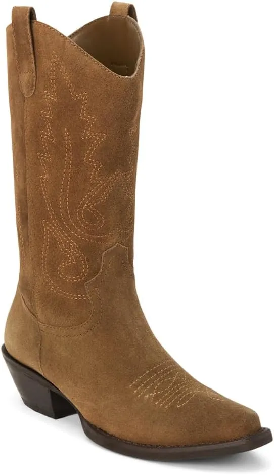 Coconuts by Matisse Womens Gaucho Embroidered Snip Toe Casual Boots Mid Calf Low Heel 1-2" - Brown