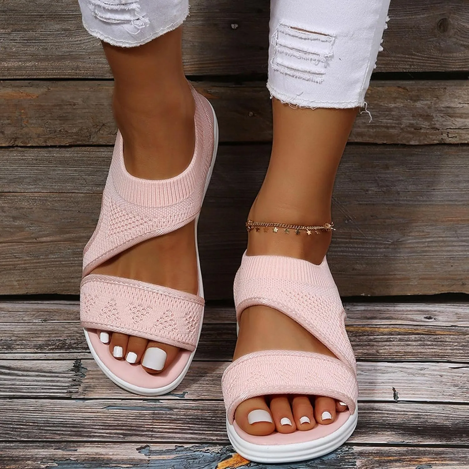 Comfortable Walking Sandals for Women,Orthopedic Sandals for Women Arch Support Hiking Sandals Casual Open Toe Sport Sandals Lightweight Athletic Sandals with Hook and Loop Straps for Beach Vacation