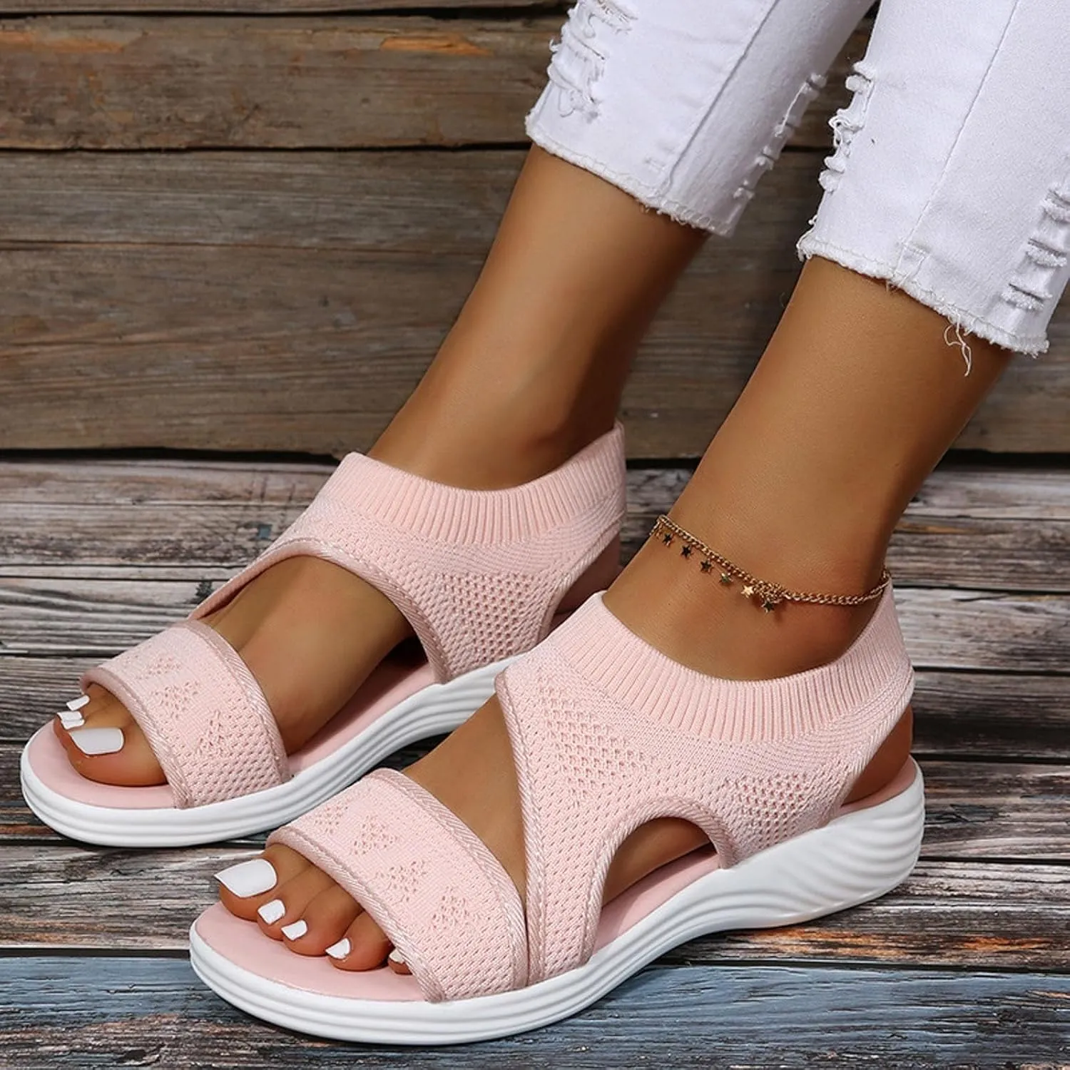 Comfortable Walking Sandals for Women,Orthopedic Sandals for Women Arch Support Hiking Sandals Casual Open Toe Sport Sandals Lightweight Athletic Sandals with Hook and Loop Straps for Beach Vacation