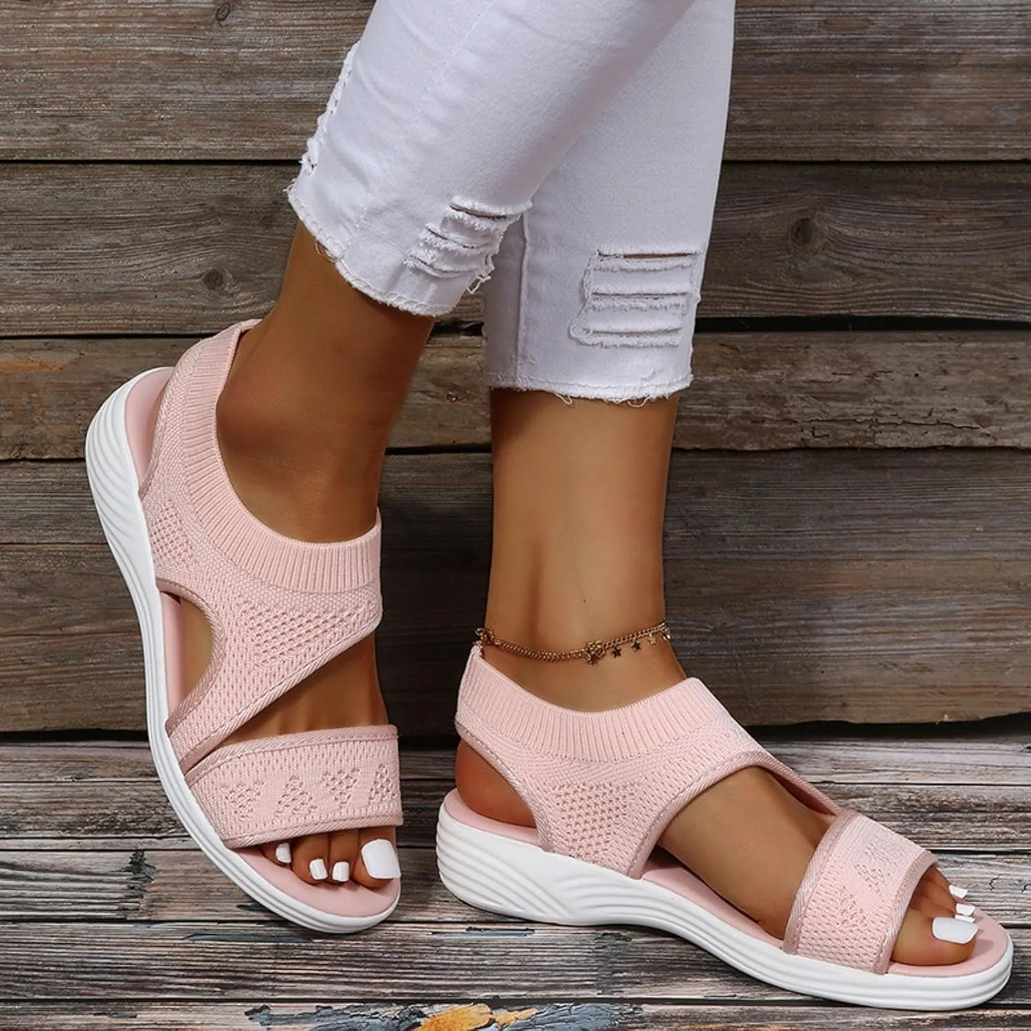Comfortable Walking Sandals for Women,Orthopedic Sandals for Women Arch Support Hiking Sandals Casual Open Toe Sport Sandals Lightweight Athletic Sandals with Hook and Loop Straps for Beach Vacation