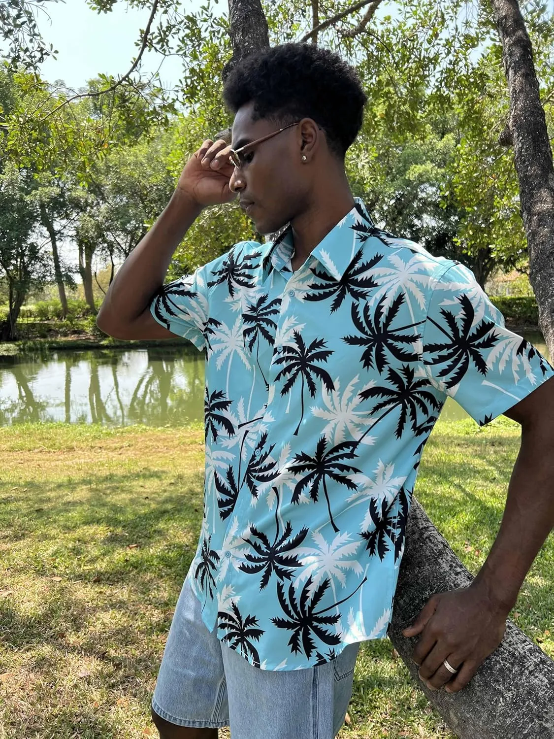 COOFANDY Hawaiian Shirt for Men Floral Tropical Shirts Short Sleeve Casual Button Down Beach Shirt