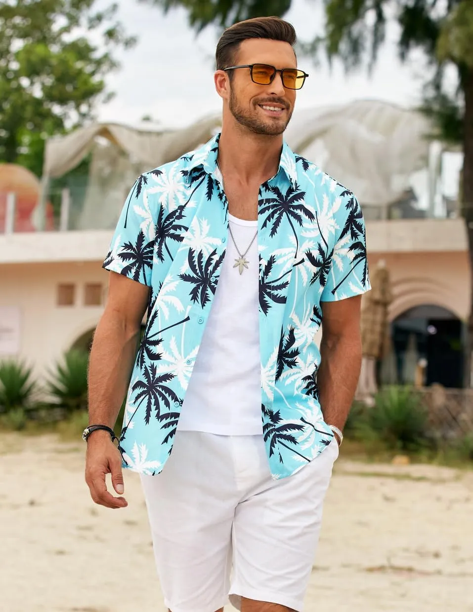 COOFANDY Hawaiian Shirt for Men Floral Tropical Shirts Short Sleeve Casual Button Down Beach Shirt