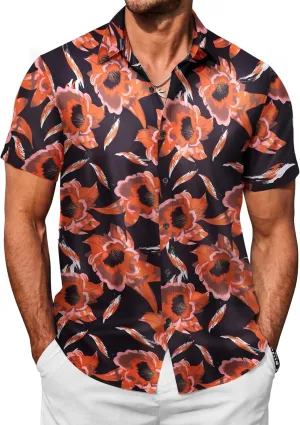 COOFANDY Hawaiian Shirt for Men Floral Tropical Shirts Short Sleeve Casual Button Down Beach Shirt