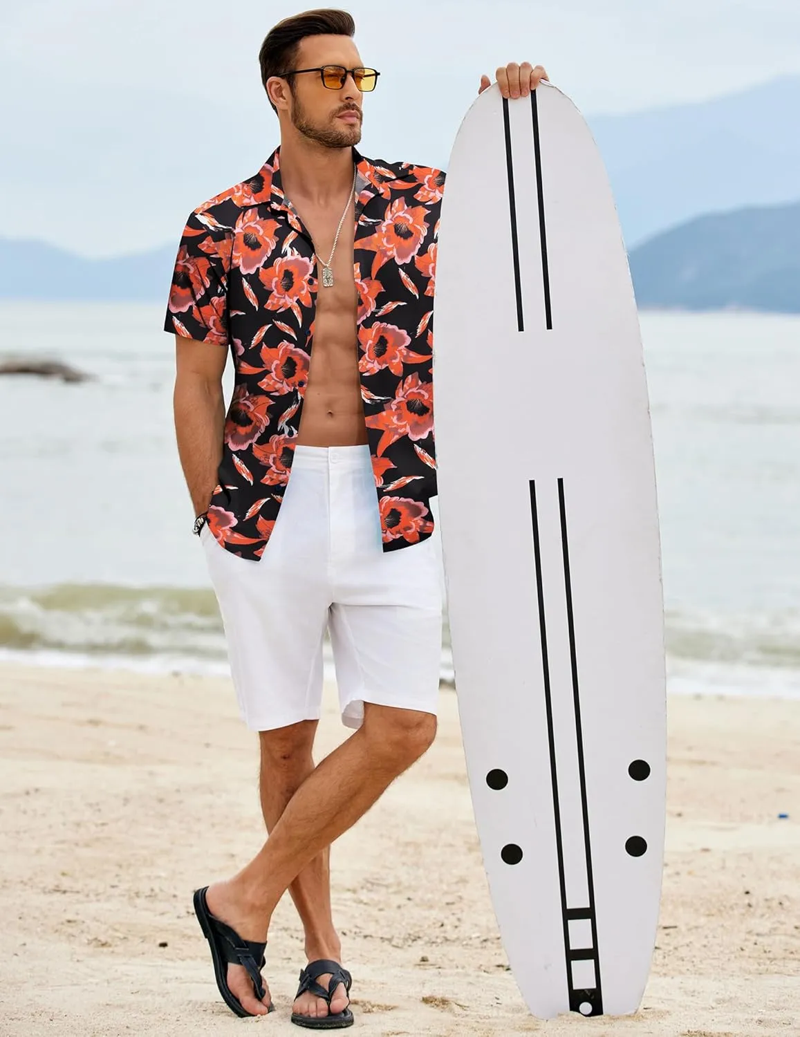 COOFANDY Hawaiian Shirt for Men Floral Tropical Shirts Short Sleeve Casual Button Down Beach Shirt
