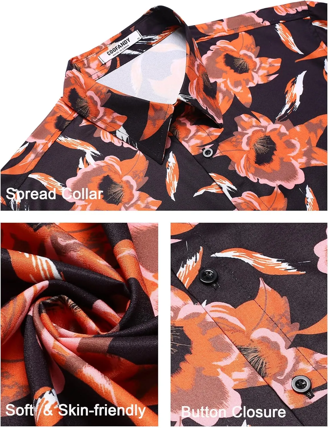 COOFANDY Hawaiian Shirt for Men Floral Tropical Shirts Short Sleeve Casual Button Down Beach Shirt