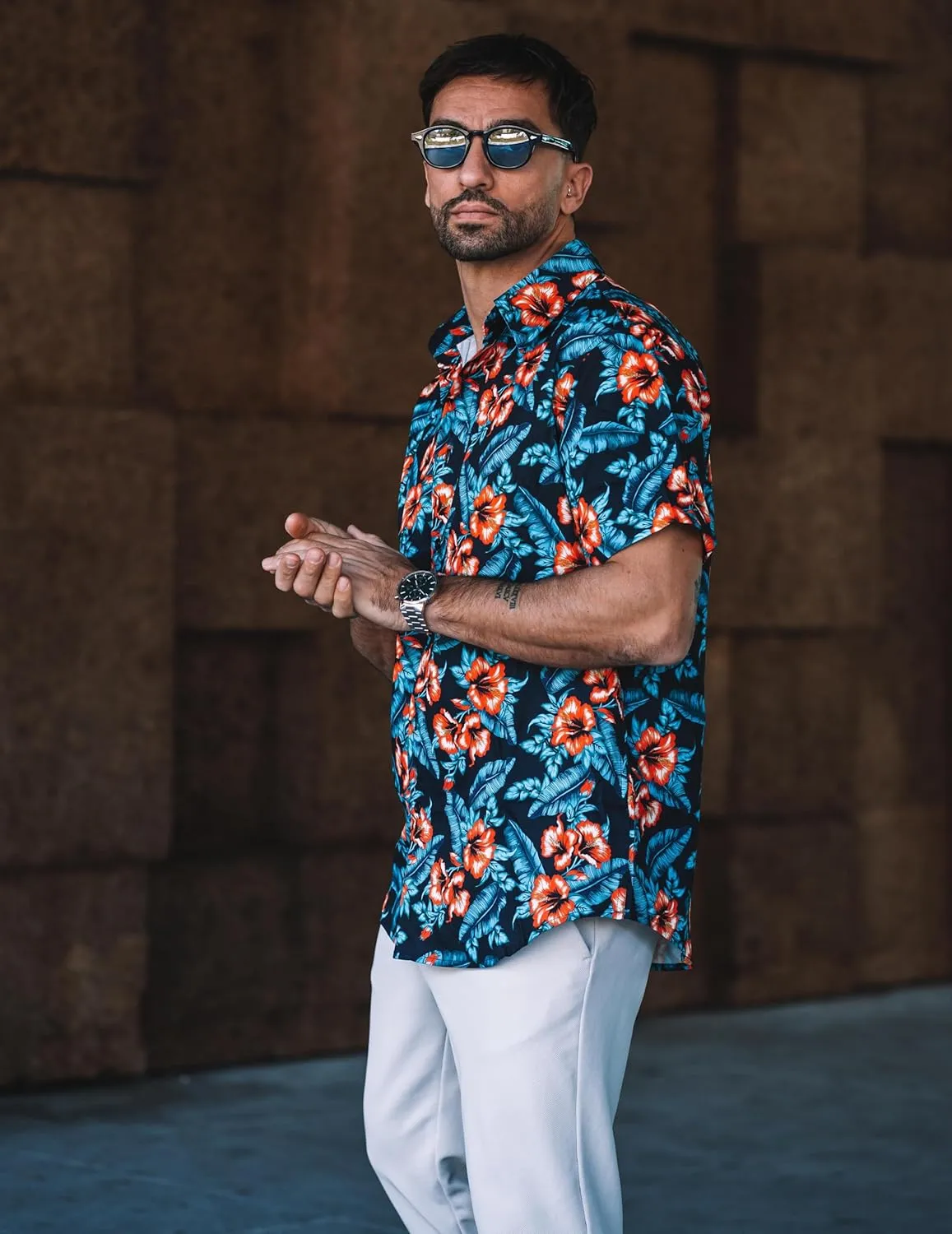 COOFANDY Hawaiian Shirt for Men Floral Tropical Shirts Short Sleeve Casual Button Down Beach Shirt