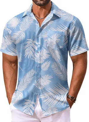 COOFANDY Men's Hawaiian Shirt Short Sleeve Floral Button Down Shirts Tropical Vacation Beach Shirts with Pocket