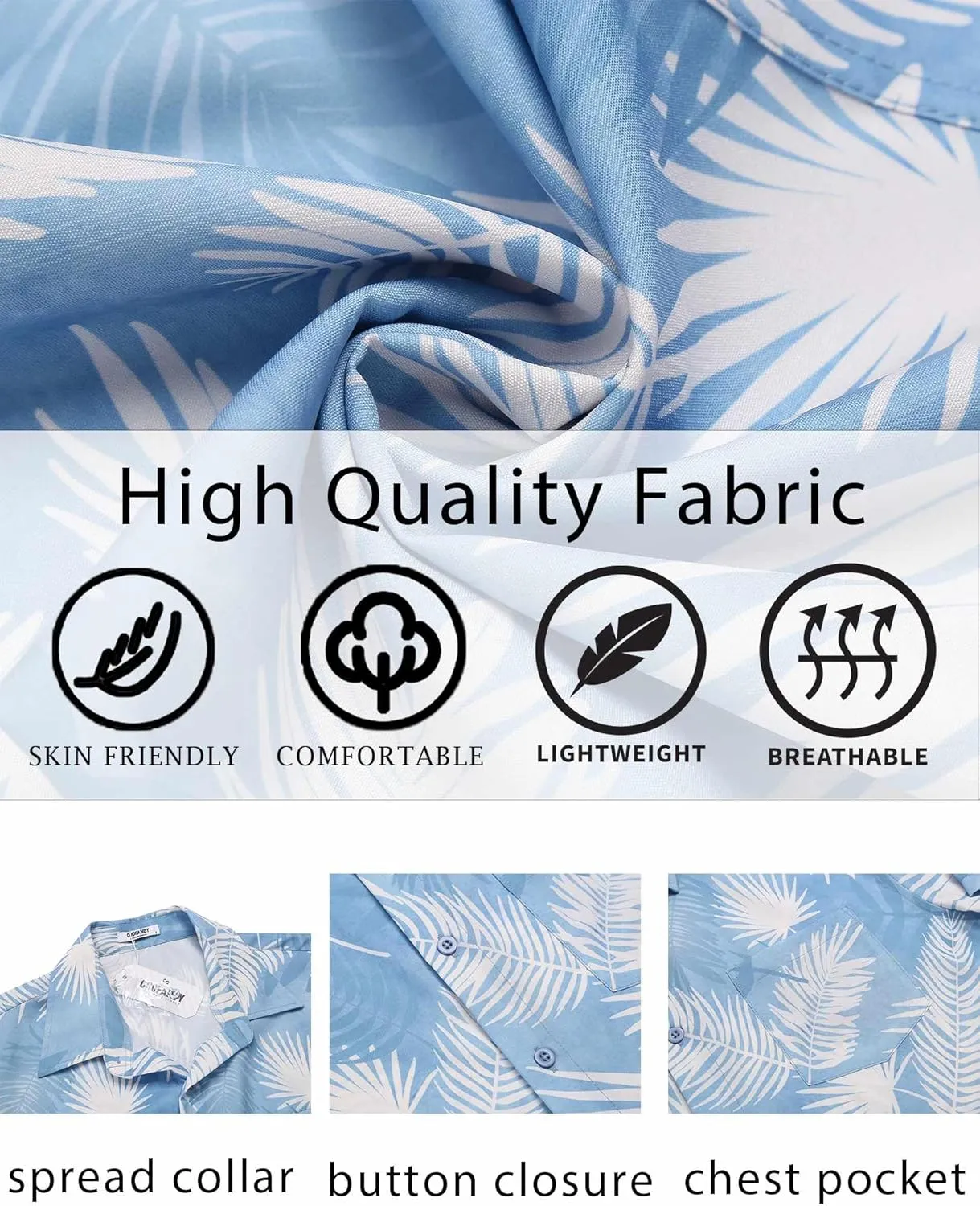 COOFANDY Men's Hawaiian Shirt Short Sleeve Floral Button Down Shirts Tropical Vacation Beach Shirts with Pocket
