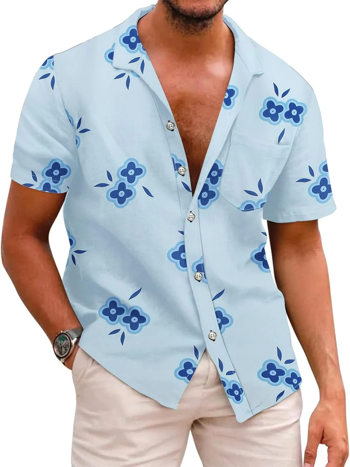 COOFANDY Mens Hawaiian Shirts Short Sleeve Casual Button Down Tropical Beach Shirt