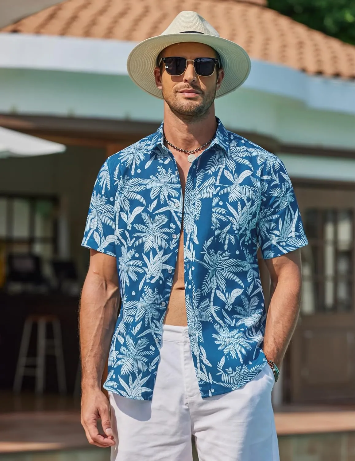 COOFANDY Mens Hawaiian Shirts Short Sleeve Casual Button Down Tropical Beach Shirt