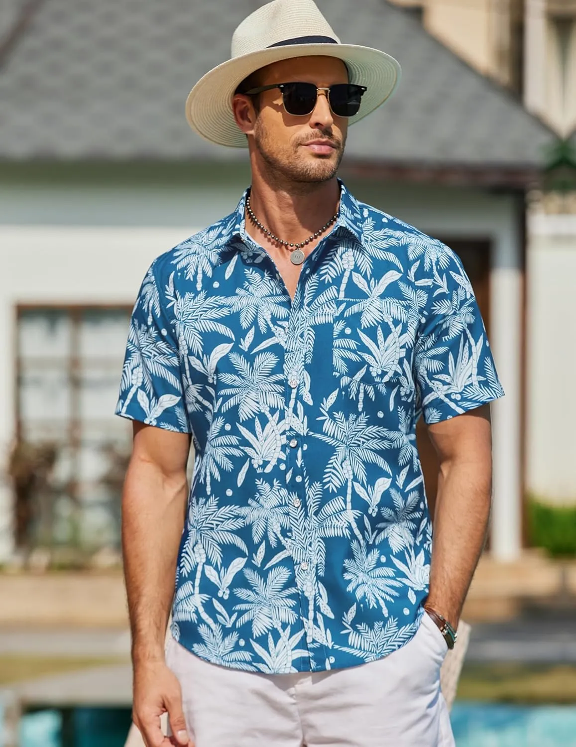 COOFANDY Mens Hawaiian Shirts Short Sleeve Casual Button Down Tropical Beach Shirt