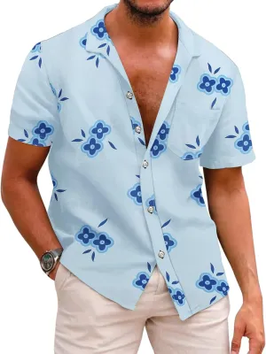 COOFANDY Mens Hawaiian Shirts Short Sleeve Casual Button Down Tropical Beach Shirt