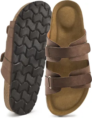 Cork Footbed Sandals for Women: Comfortable Arch Support Slides for Beach Walking Summer Vacation