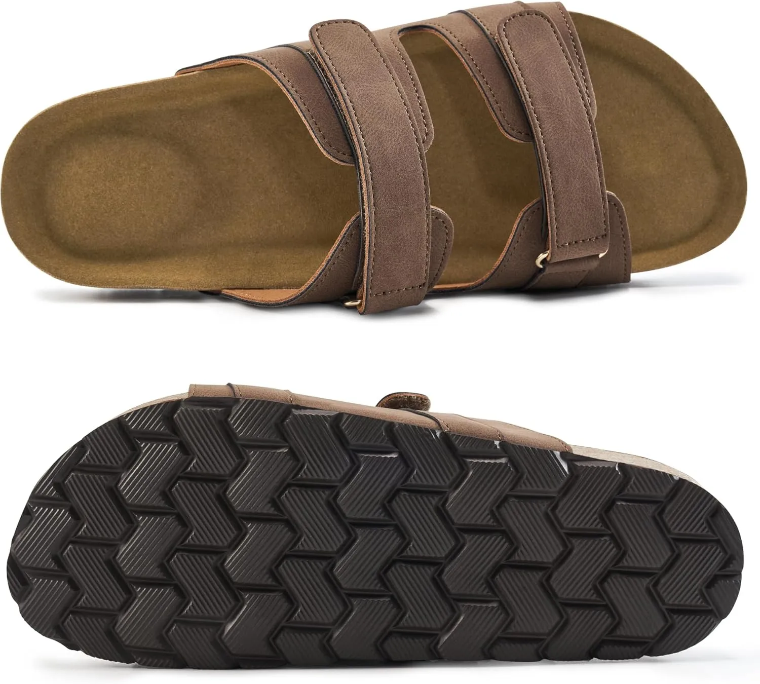 Cork Footbed Sandals for Women: Comfortable Arch Support Slides for Beach Walking Summer Vacation