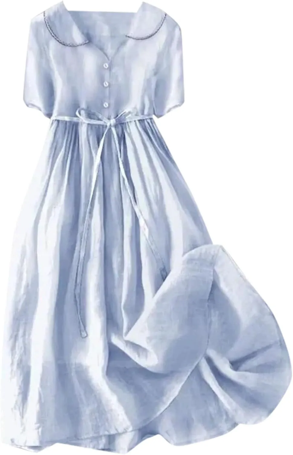 Cotton Linen Dresses for Women 2025 Trendy Button Down Plus Size Flowy A Line Maxi Dress Summer 3/4 Sleeve Boho Sundress