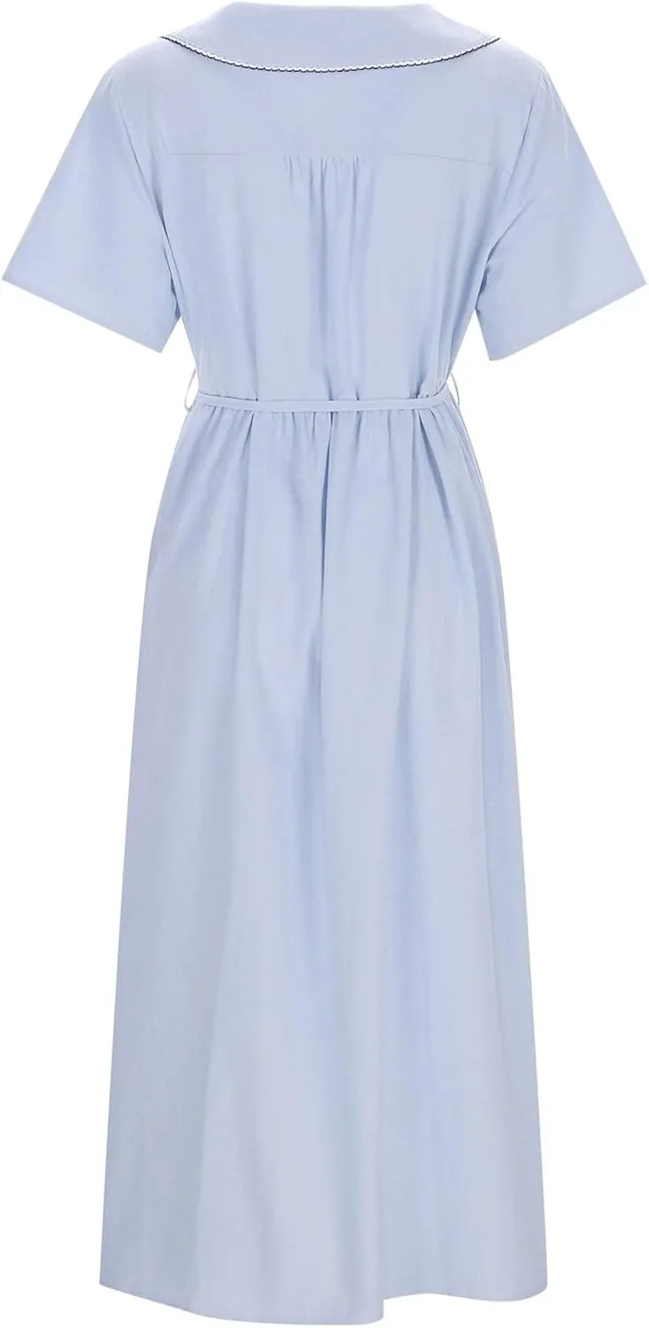 Cotton Linen Dresses for Women 2025 Trendy Button Down Plus Size Flowy A Line Maxi Dress Summer 3/4 Sleeve Boho Sundress
