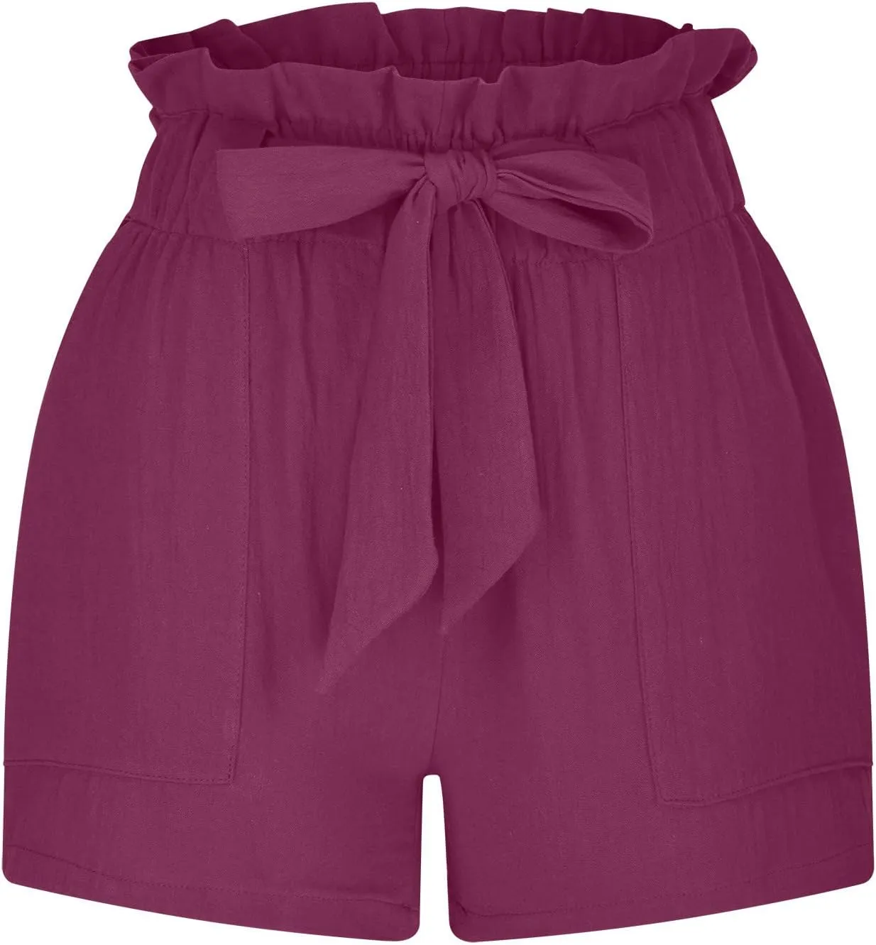 Cotton Linen Shorts for Women Summer 2024 Casual Tie Waist Wide Leg Lounge Shorts Beach Vacation Paperbag Shorts