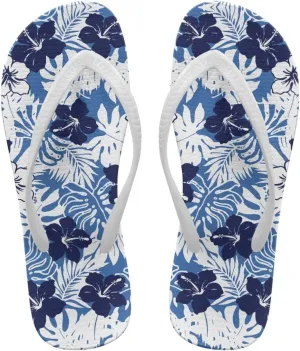 Creative Tropical Floral Print Women Flip Flops Lightweight Shower Slippers Stylish Casual Beach Sandals Summer Vacation