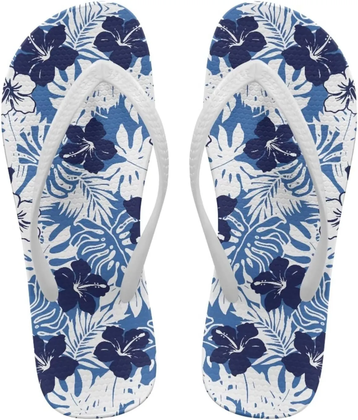 Creative Tropical Floral Print Women Flip Flops Lightweight Shower Slippers Stylish Casual Beach Sandals Summer Vacation