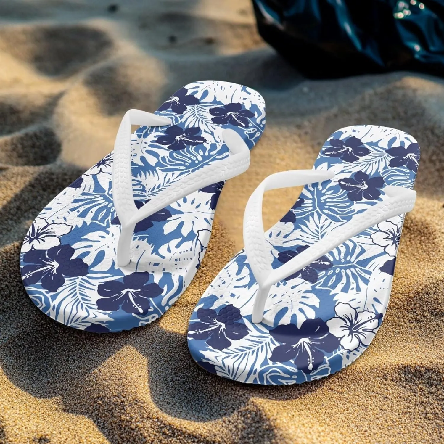 Creative Tropical Floral Print Women Flip Flops Lightweight Shower Slippers Stylish Casual Beach Sandals Summer Vacation