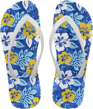Creative Tropical Floral Print Women Flip Flops Lightweight Shower Slippers Stylish Casual Beach Sandals Summer Vacation