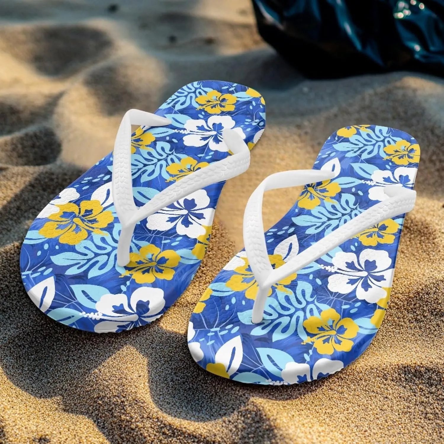 Creative Tropical Floral Print Women Flip Flops Lightweight Shower Slippers Stylish Casual Beach Sandals Summer Vacation