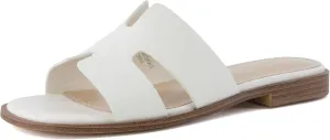 CUSHIONAIRE Voyage Cutout Strap Slides for Women, Slip On Summer Flats, Trendy Footwear, Comfortable Vacation Style Sandals for Women 2025, CREAM 7.5