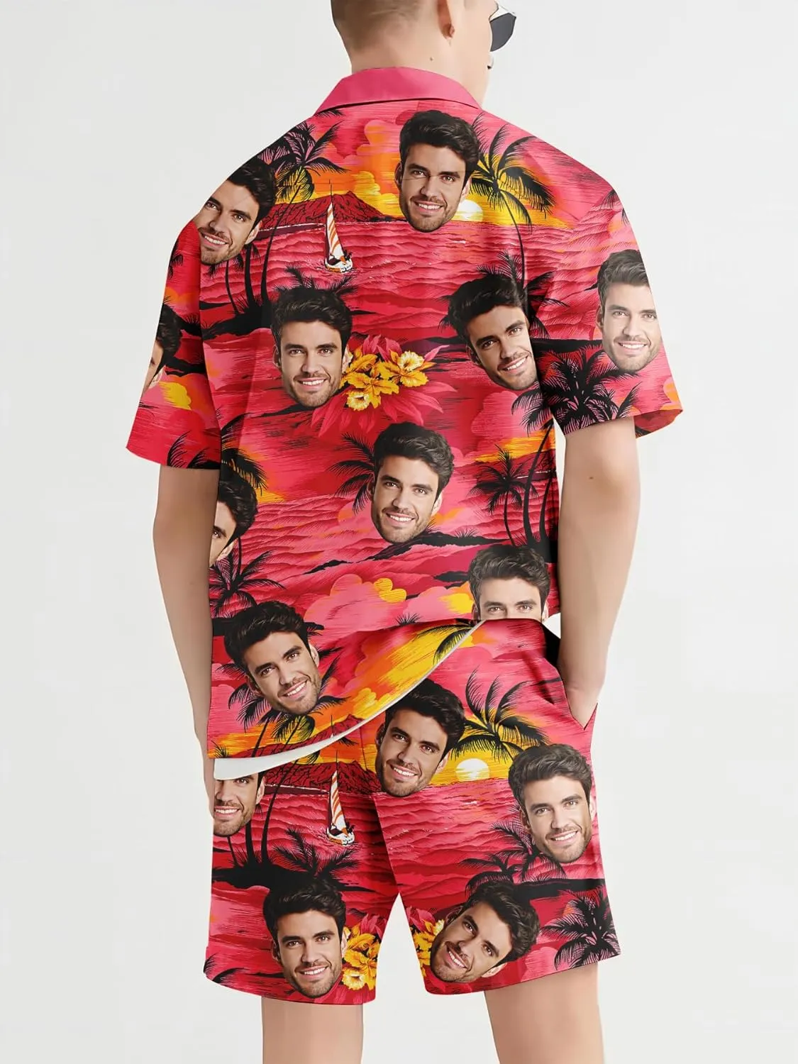 Custom Matching Hawaiian Outfits for Couples Personalized Beach Vacation Tropical Print Men Shirt Suit