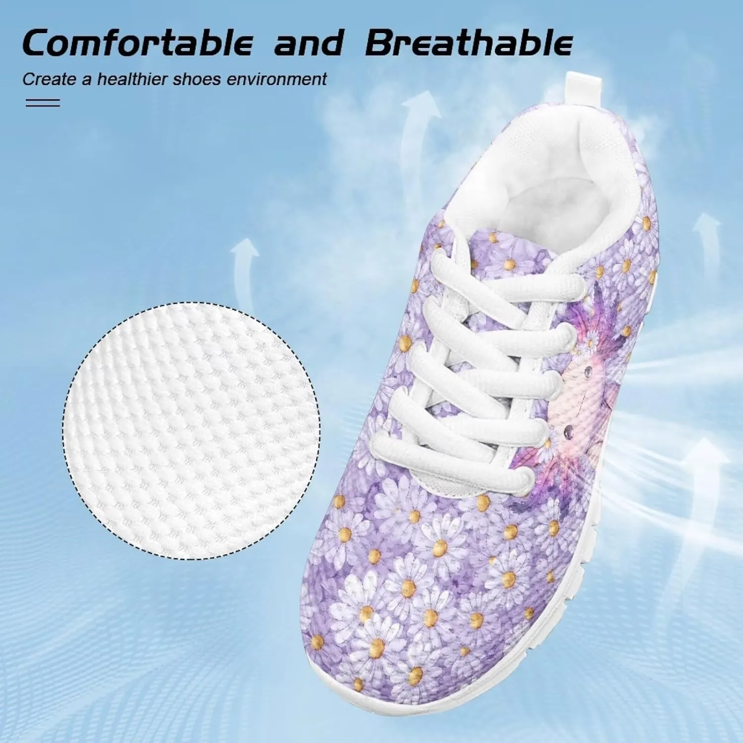 Cute Axolotl Girls Running Shoes Trendy Sneakers for Kids Athletic Shoes
