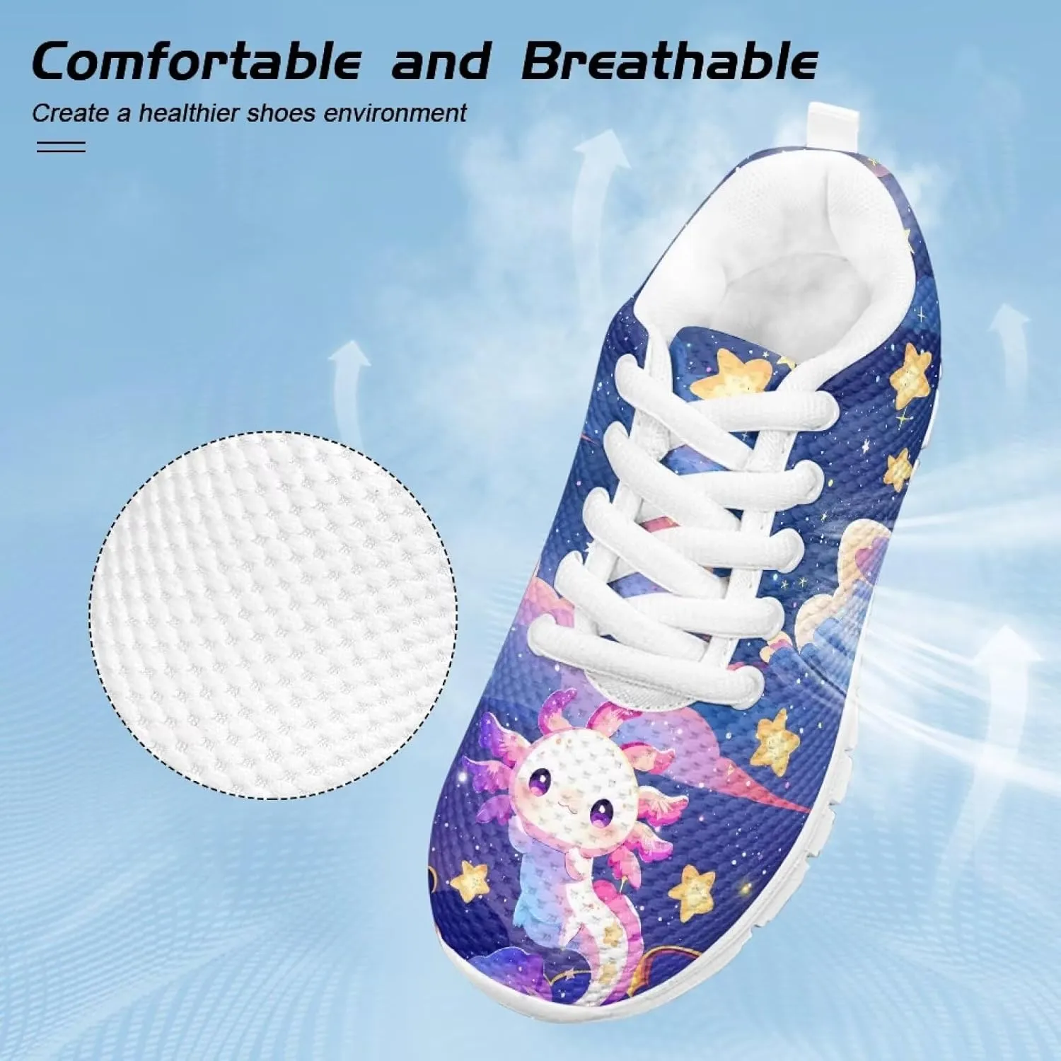 Cute Axolotl Girls Running Shoes Trendy Sneakers for Kids Athletic Shoes