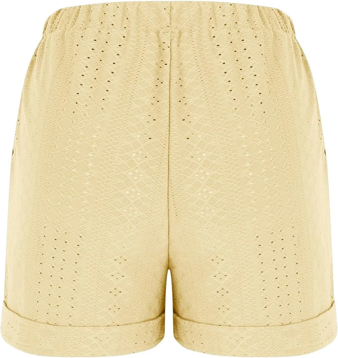 Cute Beach Shorts for Women Dressy Casual Summer Elastic Waist Drawstring Eyelet Shorts with Pockets Resort Wear