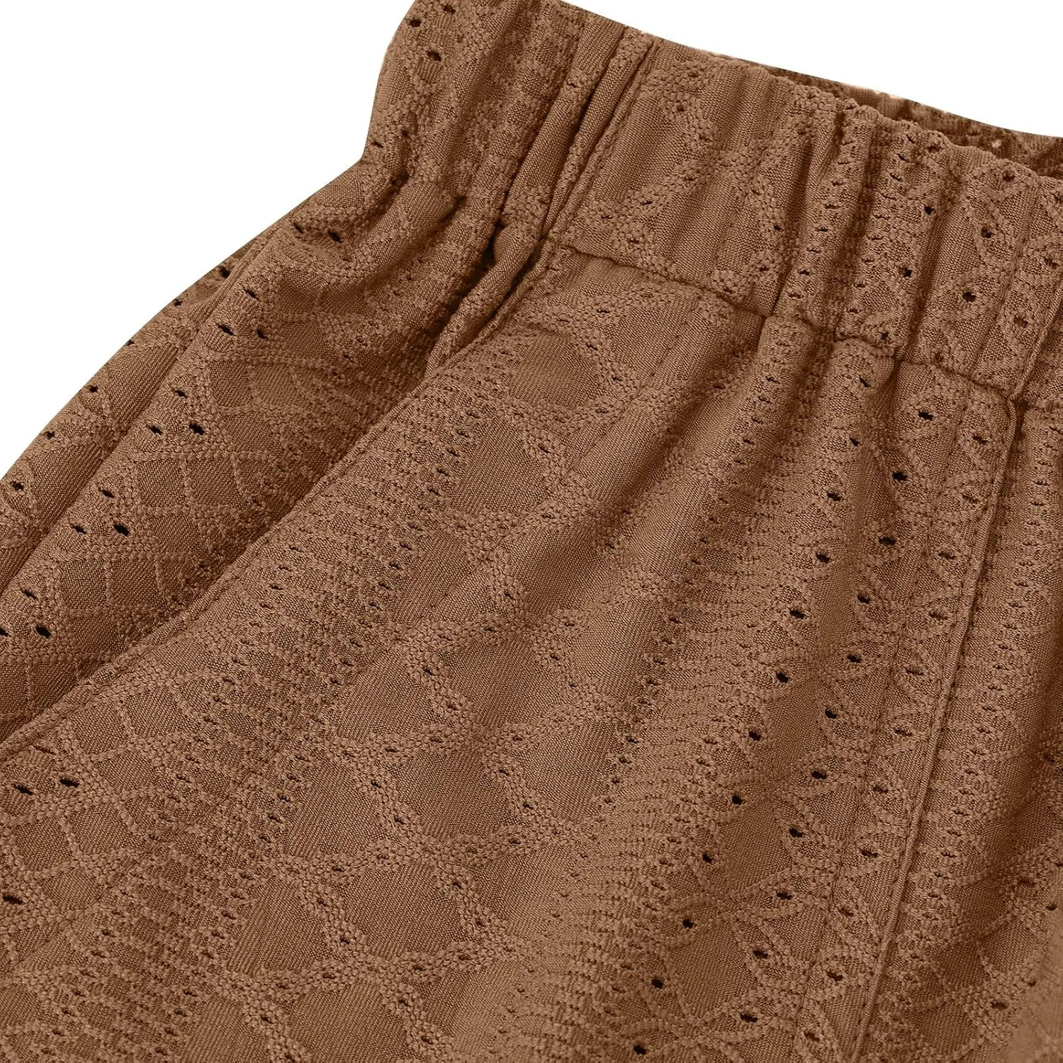 Cute Beach Shorts for Women Dressy Casual Summer Elastic Waist Drawstring Eyelet Shorts with Pockets Resort Wear