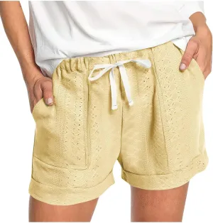 Cute Beach Shorts for Women Dressy Casual Summer Elastic Waist Drawstring Eyelet Shorts with Pockets Resort Wear