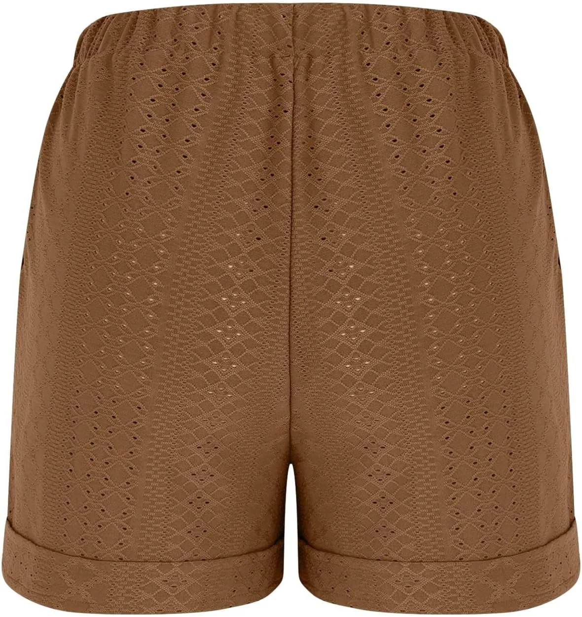 Cute Beach Shorts for Women Dressy Casual Summer Elastic Waist Drawstring Eyelet Shorts with Pockets Resort Wear