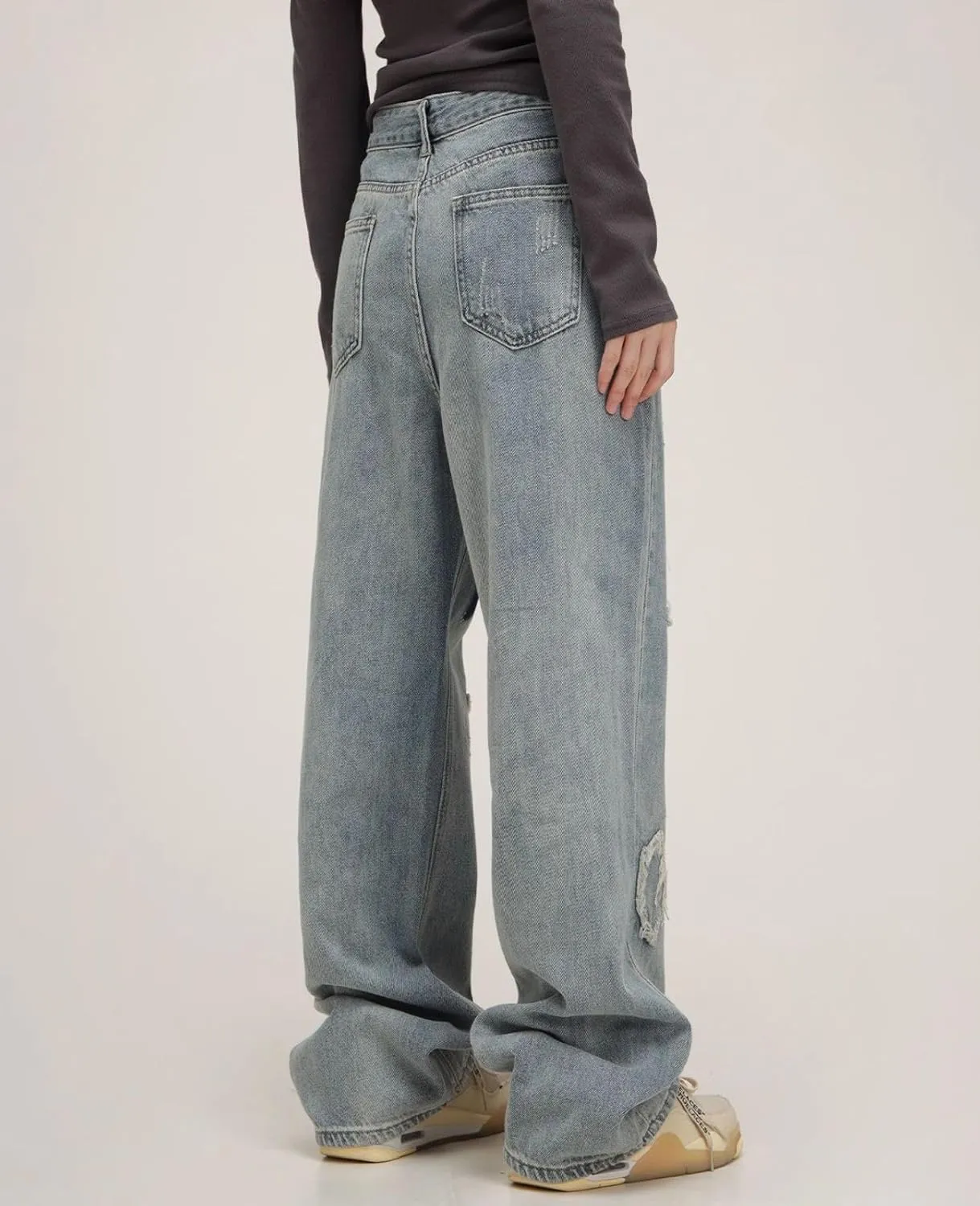 Cute Jeans for Women Girls Star Patchwork Pants Y2K High Waisted Straight Leg Baggy Jean Casual Preppy Clothes