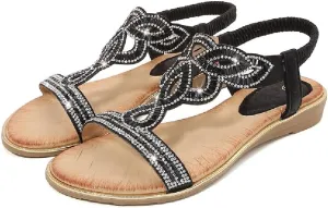 DKCHENH rhinestone sandals for women,Boho Plus Size Strass T Sandals and Clips.