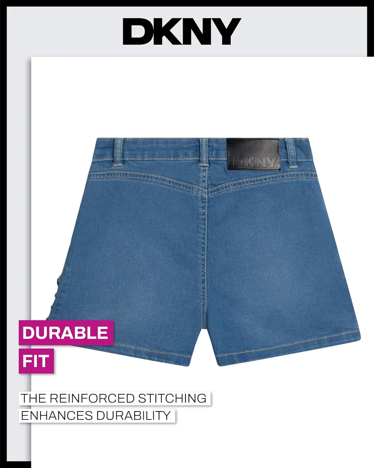 DKNY Girls' Denim Skort - High-Waisted Casual Everyday Mini Skort Skirts for Girls with Pockets (Sizes: 7-16)