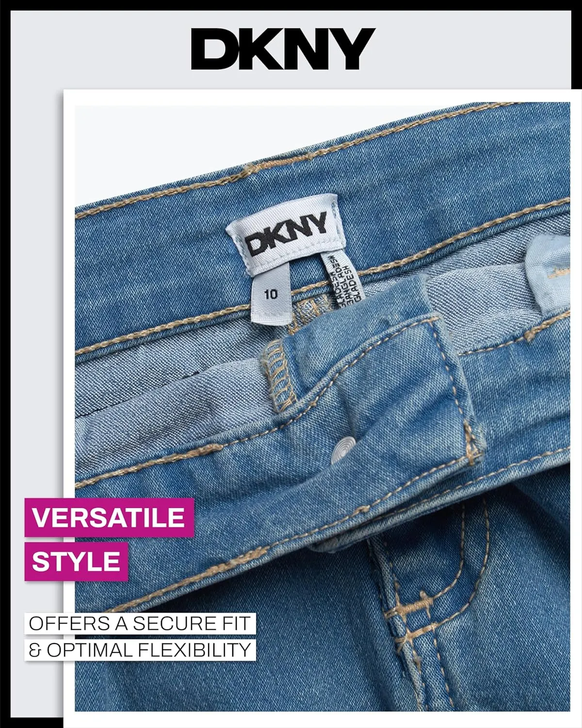 DKNY Girls' Denim Skort - High-Waisted Casual Everyday Mini Skort Skirts for Girls with Pockets (Sizes: 7-16)