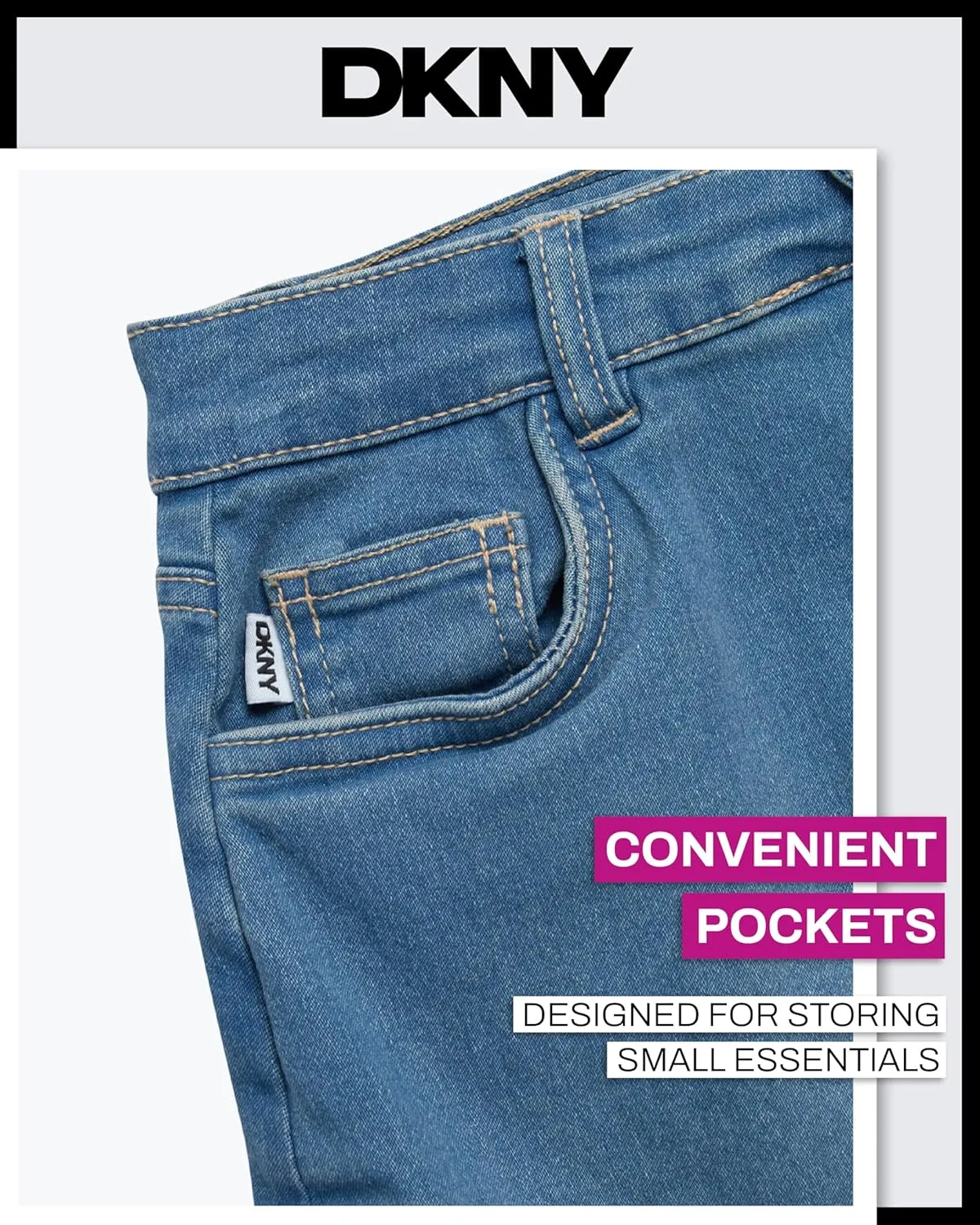 DKNY Girls' Denim Skort - High-Waisted Casual Everyday Mini Skort Skirts for Girls with Pockets (Sizes: 7-16)
