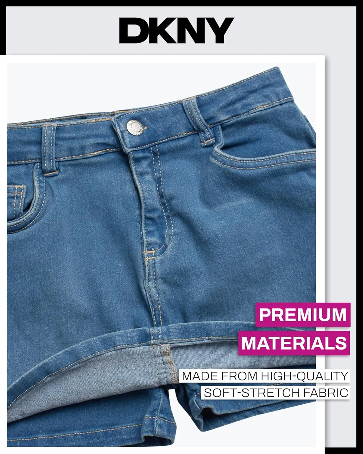 DKNY Girls' Denim Skort - High-Waisted Casual Everyday Mini Skort Skirts for Girls with Pockets (Sizes: 7-16)