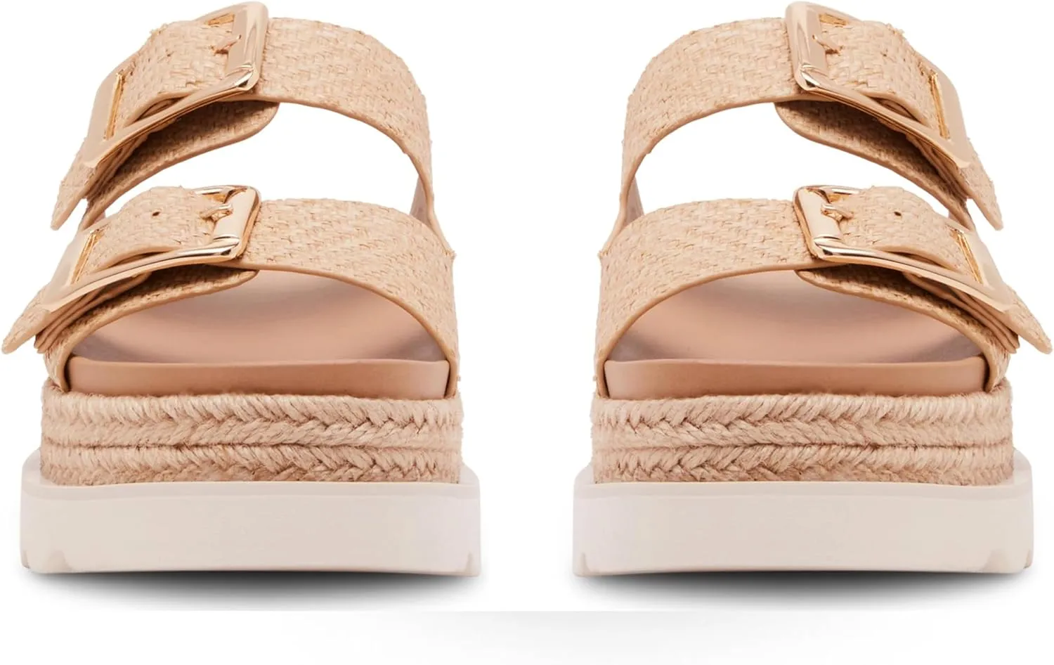 DOEYG Raffia Platform Wedges Sandals for Women Summer Beach Slide Sandals Comfortable Casual Woven Straw Crochet Open Toe Flatform Sandal