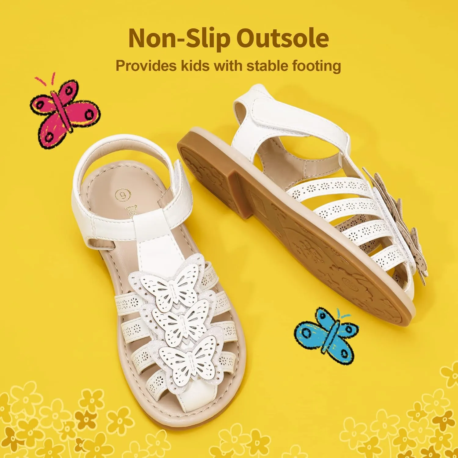 DREAM PAIRS Girls Sandals Closed-Toe Sandals with Interchangeable DIY Flower Dress Summer Shoes Toddler/Little Kid