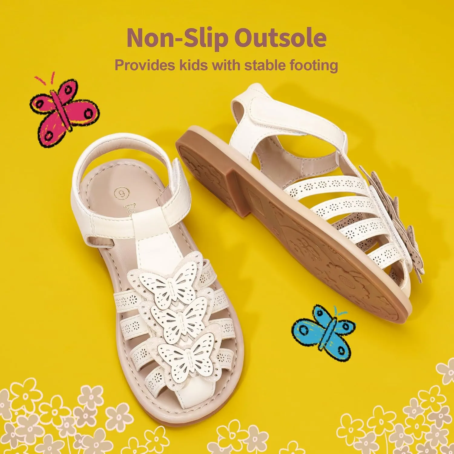 DREAM PAIRS Girls Sandals Closed-Toe Sandals with Interchangeable DIY Flower Dress Summer Shoes Toddler/Little Kid