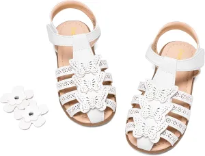 DREAM PAIRS Girls Sandals Closed-Toe Sandals with Interchangeable DIY Flower Dress Summer Shoes Toddler/Little Kid