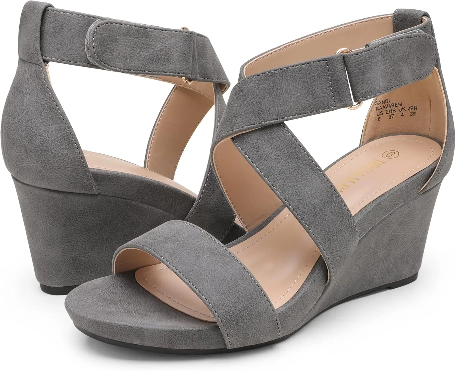 DREAM PAIRS Women's Ankle Strap Wedge Sandals, Comfortable Open Toe Summer Dress Shoes