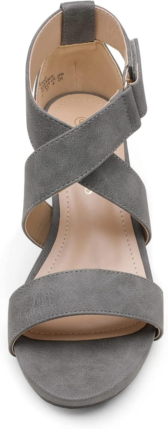 DREAM PAIRS Women's Ankle Strap Wedge Sandals, Comfortable Open Toe Summer Dress Shoes